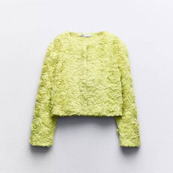 Zara JACKET WITH TEXTURED FLOWER DETAIL Size Extra Large XL - Picture 9 of 16